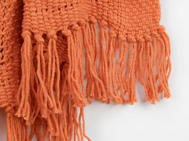 Orange Woven 100% Cotton Throw Blanket
