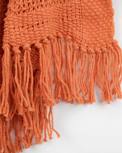 Orange Woven 100% Cotton Throw Blanket