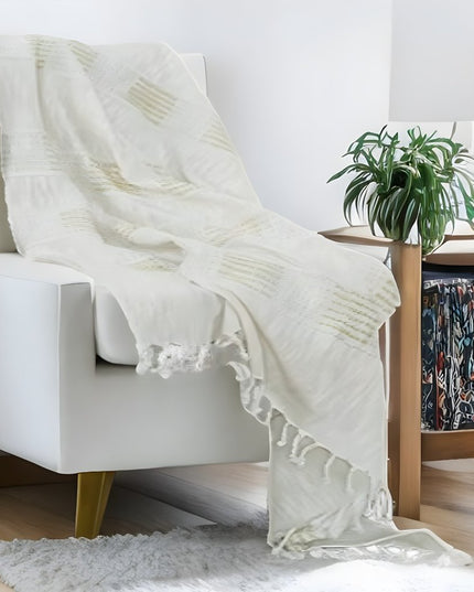 Natural Woven Cotton Throw Blanket
