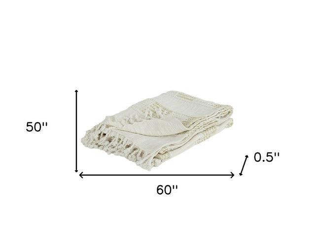 Natural Woven Cotton Throw Blanket