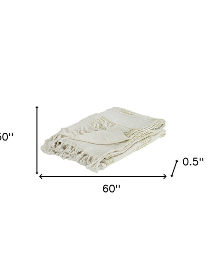 Natural Woven Cotton Throw Blanket