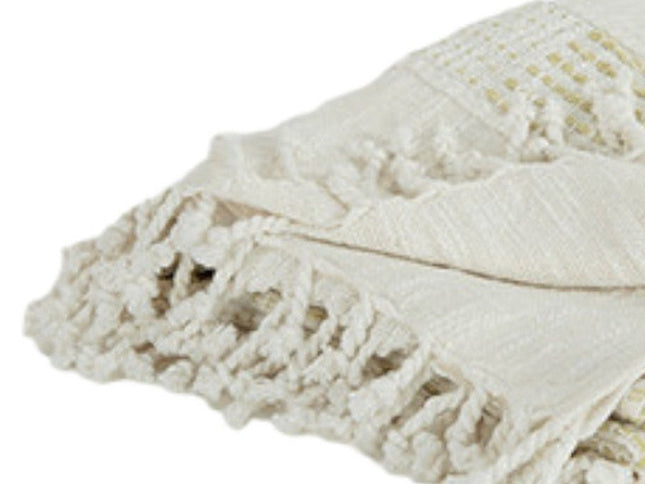 Natural Woven Cotton Throw Blanket
