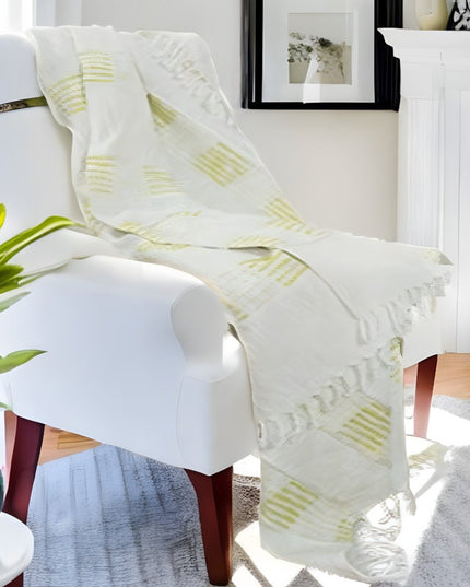 Yellow Woven Cotton Throw Blanket