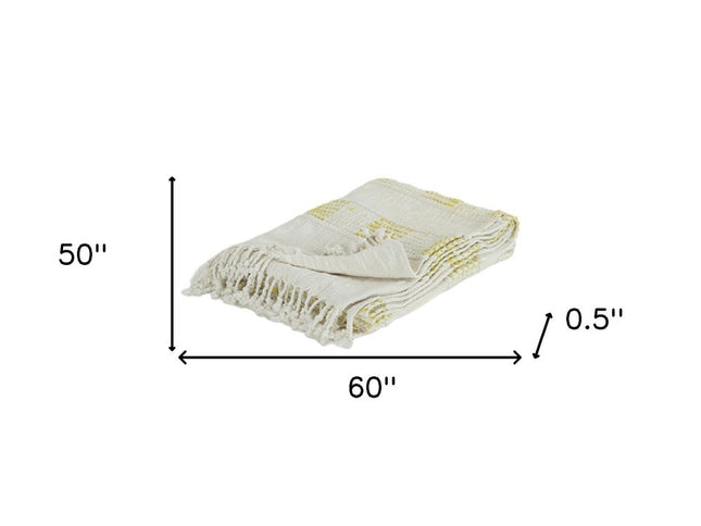 Yellow Woven Cotton Throw Blanket