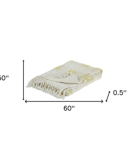 Yellow Woven Cotton Throw Blanket
