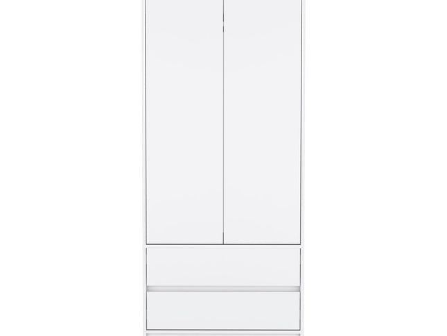 71" White Wood Two Door Two Drawer Combo Dresser