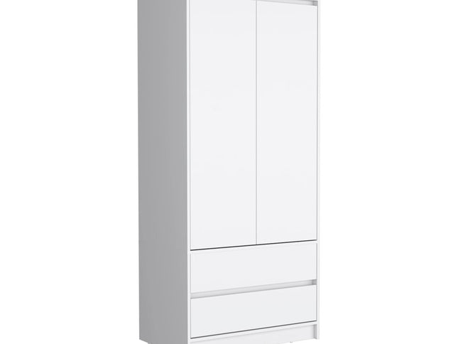 71" White Wood Two Door Two Drawer Combo Dresser