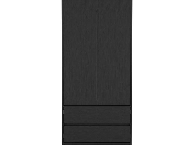 71" Black Wood Two Door Two Drawer Combo Dresser