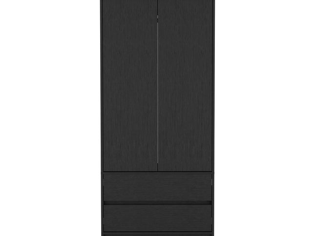 71" Black Wood Two Door Two Drawer Combo Dresser