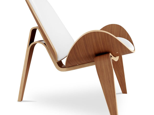 36" White and Brown Genuine Leather Lounge Chair