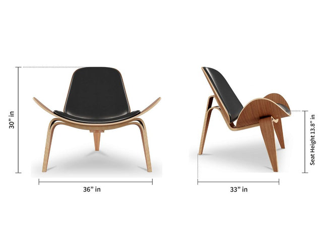 36" Black and Brown Faux Leather Lounge Chair