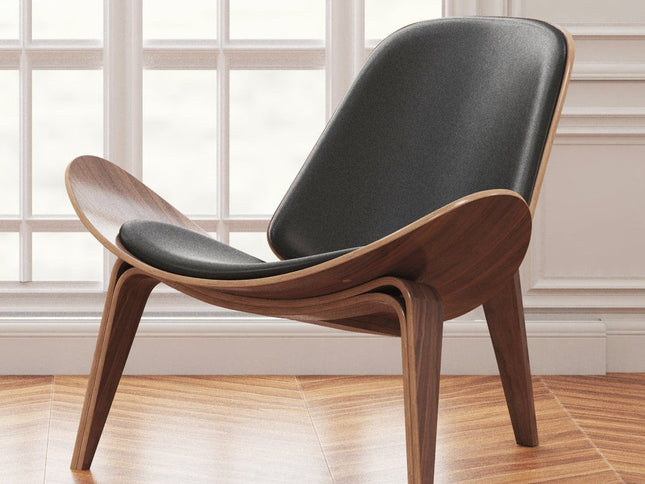 36" Black and Brown Faux Leather Lounge Chair