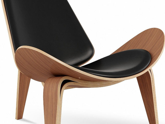 36" Black and Brown Faux Leather Lounge Chair