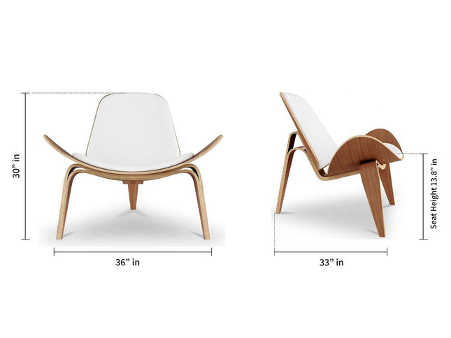 36" White and Brown Faux Leather Lounge Chair