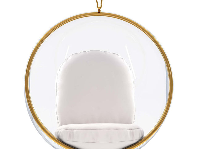 42" White Faux Leather Balloon Chair