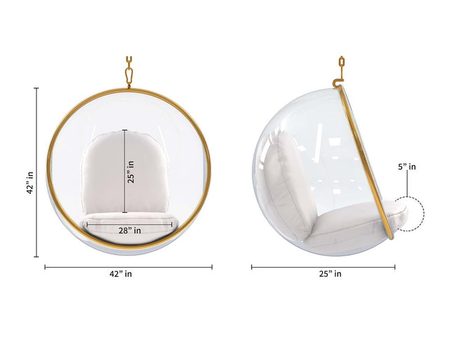 42" White Faux Leather Balloon Chair