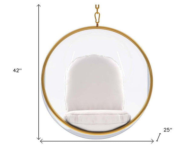 42" White Faux Leather Balloon Chair