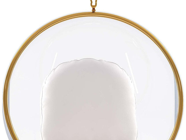 42" White Faux Leather Balloon Chair