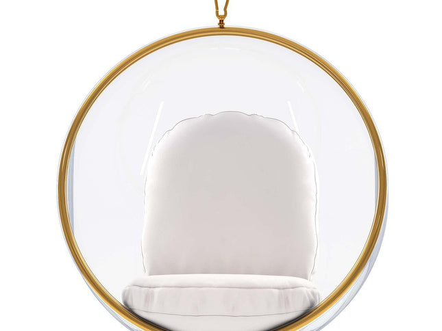 42" White Faux Leather Balloon Chair