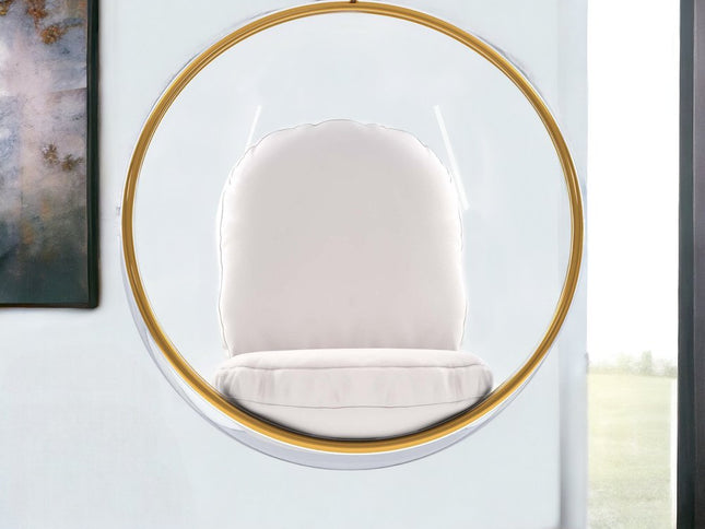 42" White Faux Leather Balloon Chair