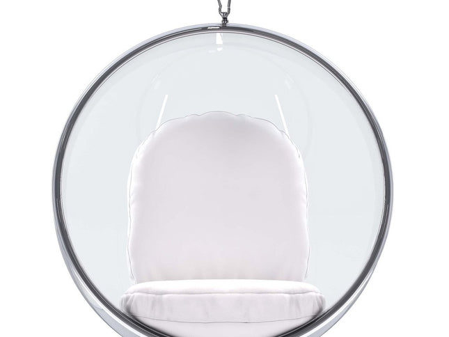 42" White Faux Leather Balloon Chair