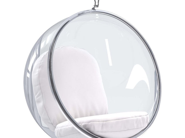 42" White Faux Leather Balloon Chair