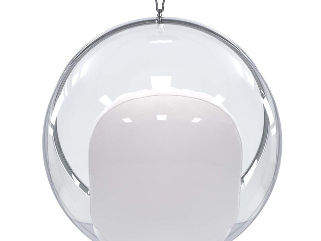 42" White Faux Leather Balloon Chair