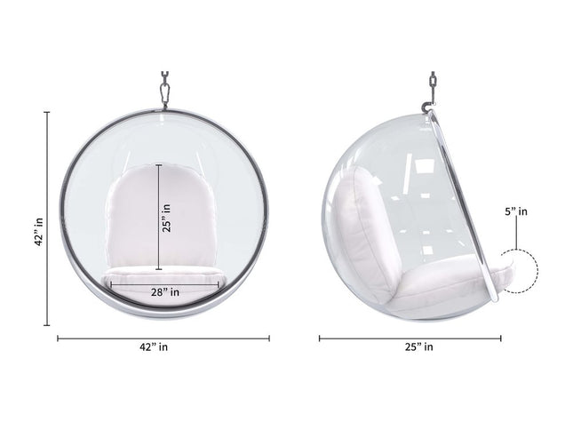 42" White Faux Leather Balloon Chair