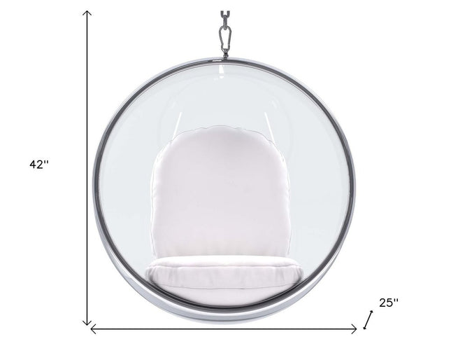 42" White Faux Leather Balloon Chair