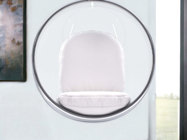 42" White Faux Leather Balloon Chair