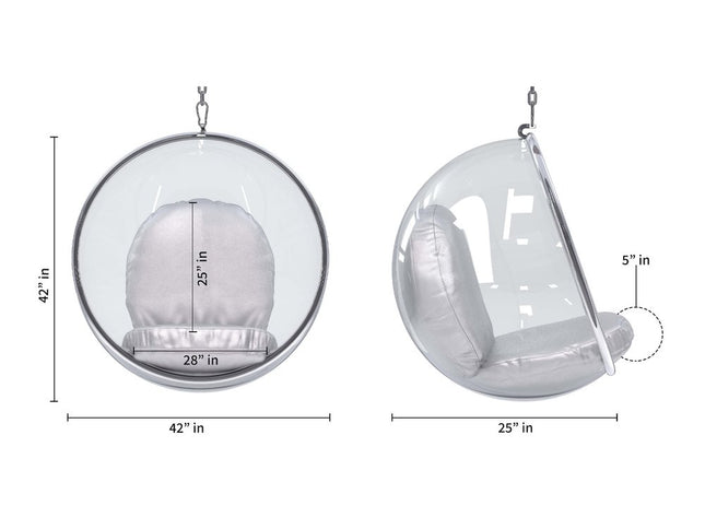 42" Silver Faux Leather Balloon Chair