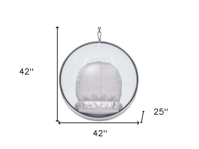 42" Silver Faux Leather Balloon Chair