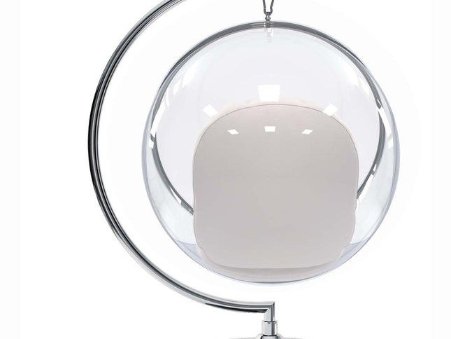 42" White and Silver Faux Leather Balloon Chair