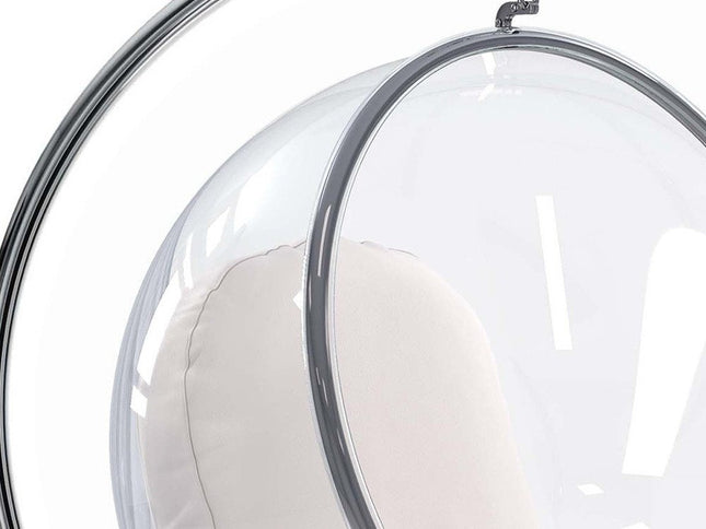 42" White and Silver Faux Leather Balloon Chair