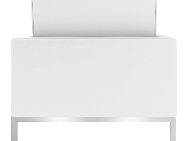 31" White and Silver Italian Leather Tufted Club Chair