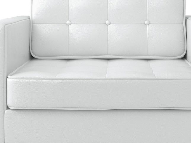 31" White and Silver Italian Leather Tufted Club Chair