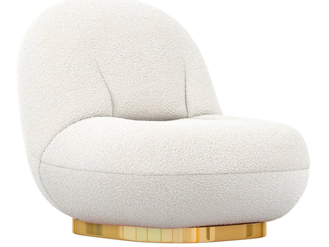30" White and Gold Boucle Slipper Chair