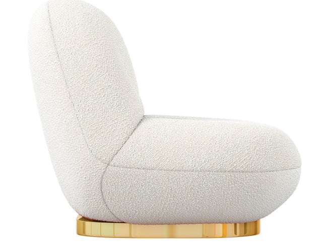 30" White and Gold Boucle Slipper Chair