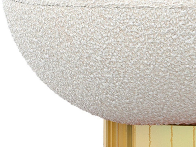 30" White and Gold Boucle Slipper Chair