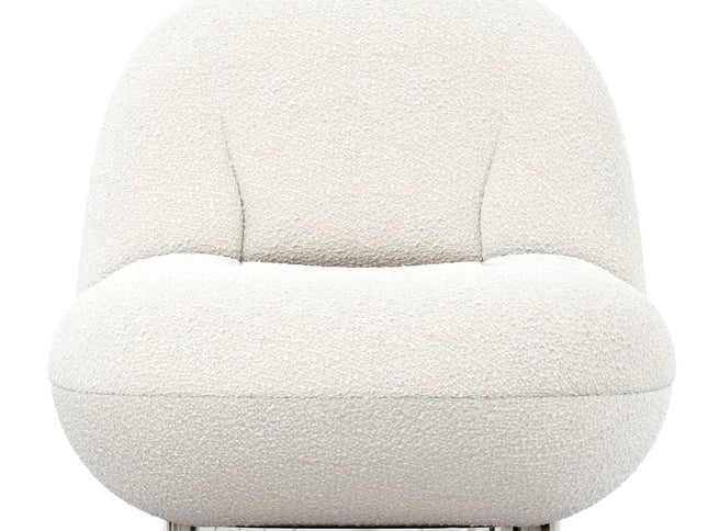 30" White and Silver Boucle Slipper Chair