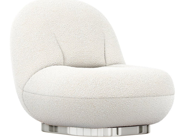 30" White and Silver Boucle Slipper Chair