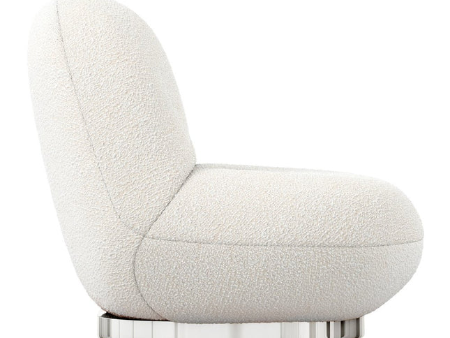 30" White and Silver Boucle Slipper Chair