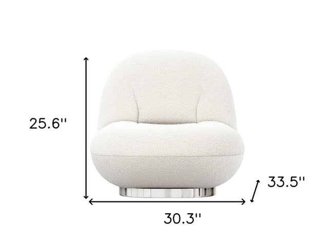 30" White and Silver Boucle Slipper Chair