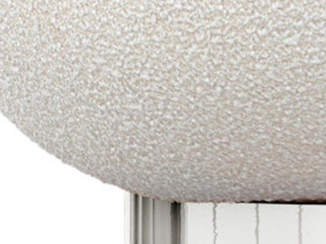 30" White and Silver Boucle Slipper Chair