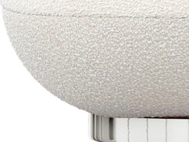 30" White and Silver Boucle Slipper Chair