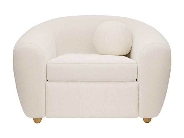 39" White and Natural Boucle Arm Chair