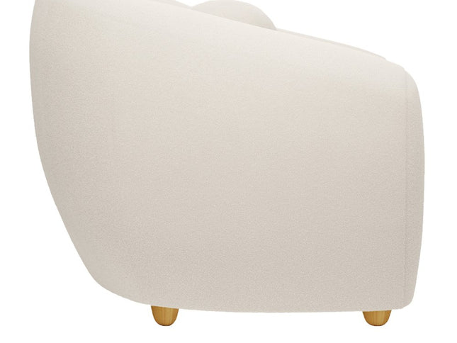 39" White and Natural Boucle Arm Chair