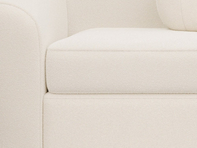 39" White and Natural Boucle Arm Chair