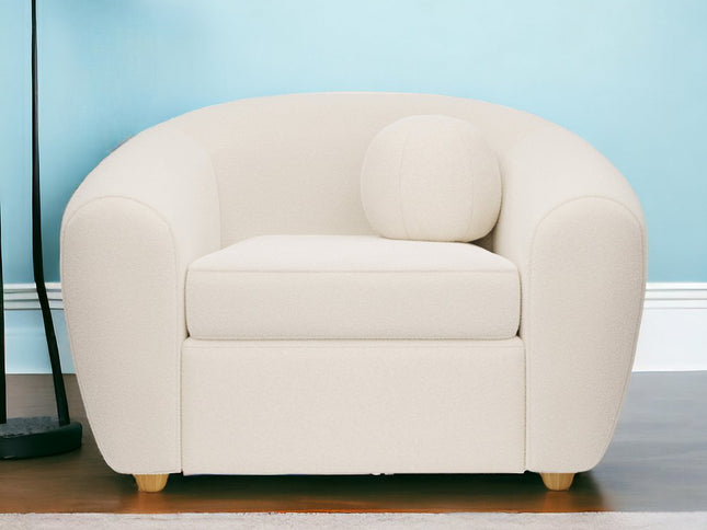 39" White and Natural Boucle Arm Chair