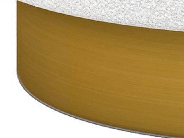 28" White and Gold Boucle Swivel Barrel Chair